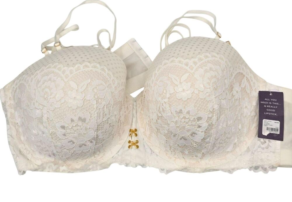 Cacique Bra Womens 46DD White Lace Boost Strapless Push Up Underwire NWT Plus